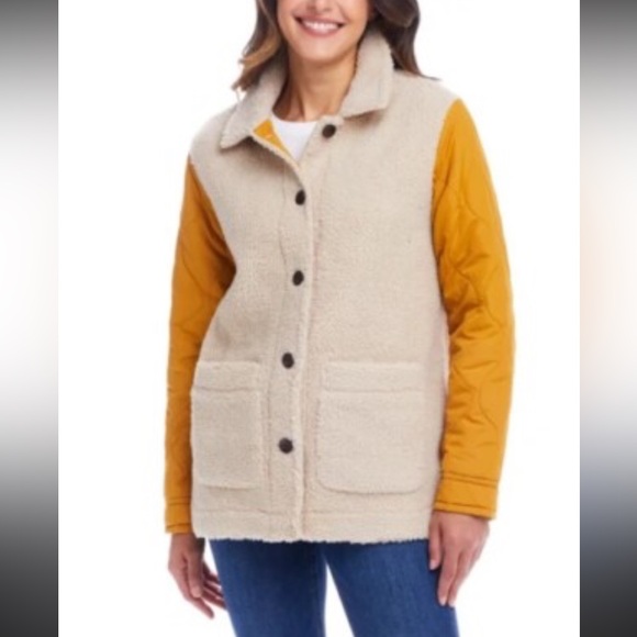 Weatherproof Sherpa Jacket with Quilted Sleeves Large - Picture 1 of 6